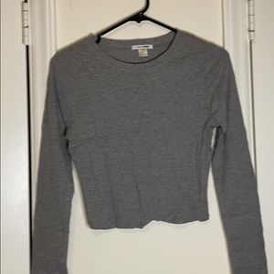 Heather Grey Ribbed Crop Top L